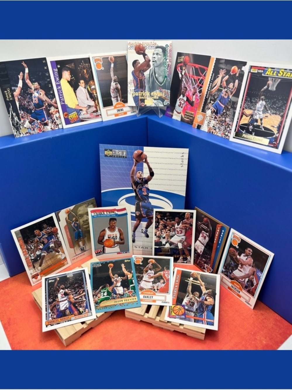 Vintage Patrick Ewing w/ 90s Knicks lot of 18 incl John Starks Jumbo card